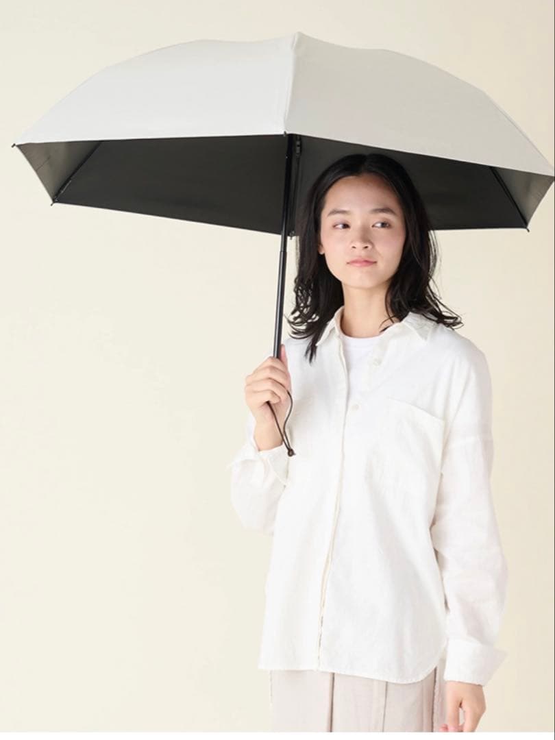 ☀️今期新品タグ付⛱️3段折 サンバリア100 無地 アイボリー ホワイト