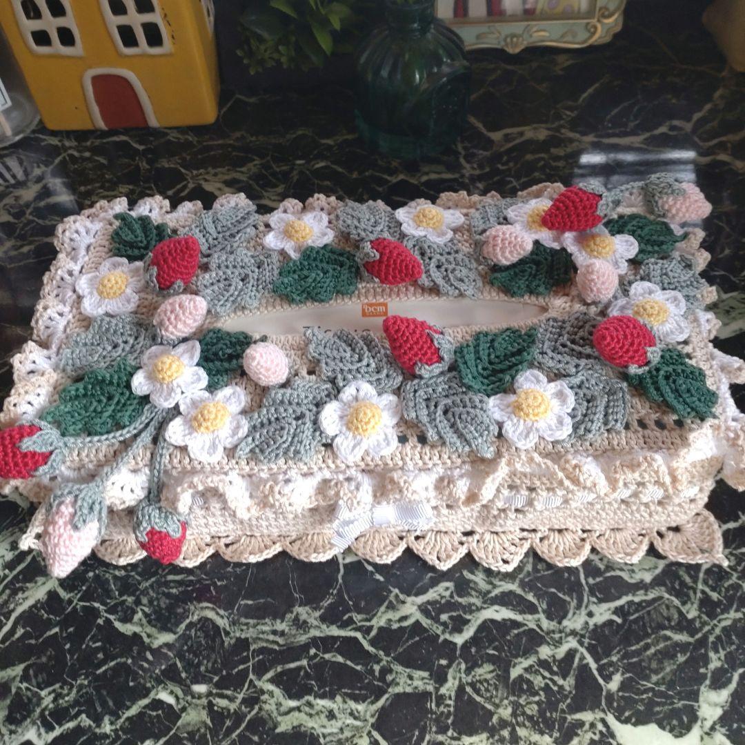 Hiroro様ティッシュボックスカバーかぎ編み生活道具レース編みドイリー