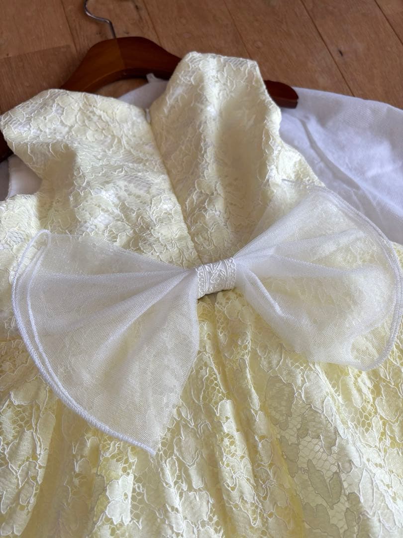 DRESCCO フラワーケミカルレースイエロードレス　ヘアアクセサリー、タイツ付