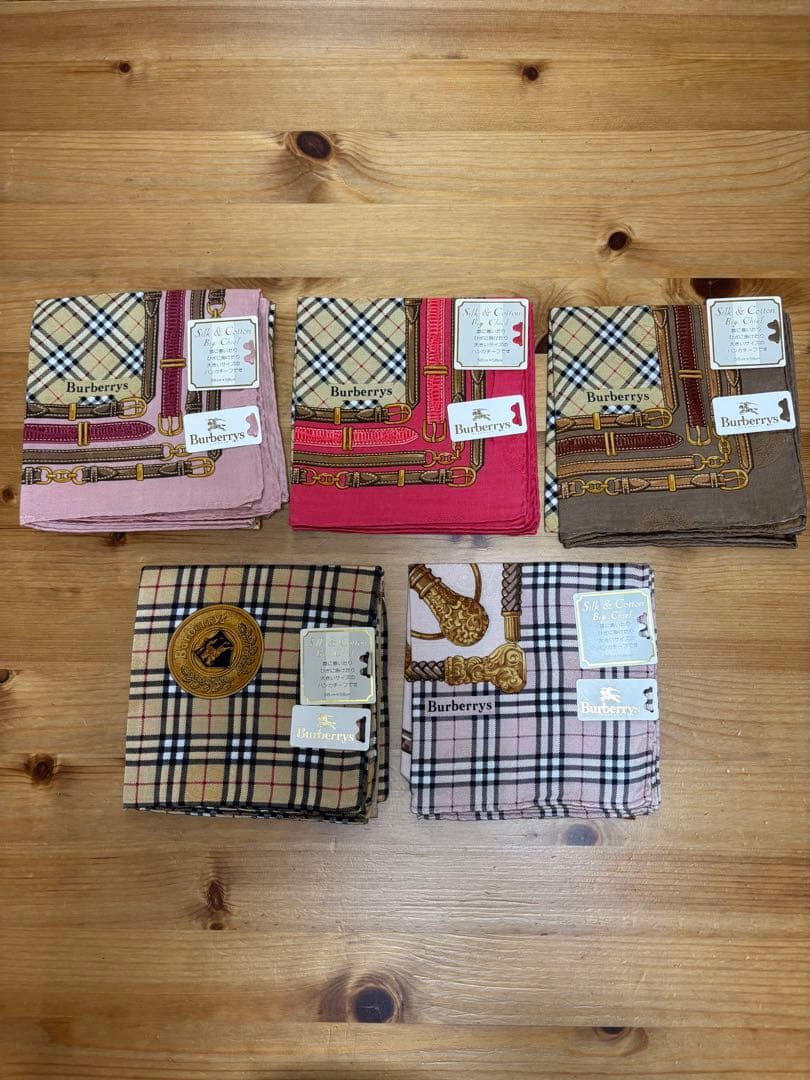 H*a様 シルク&コットンBurberrys チェック柄 ハンカチ 5点セット