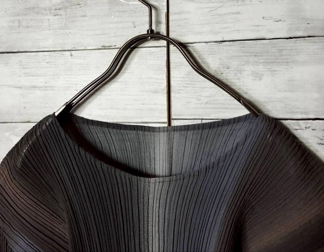 プリーツプリーズ イッセイミヤケ グラデーション 長袖カットソー Uネック