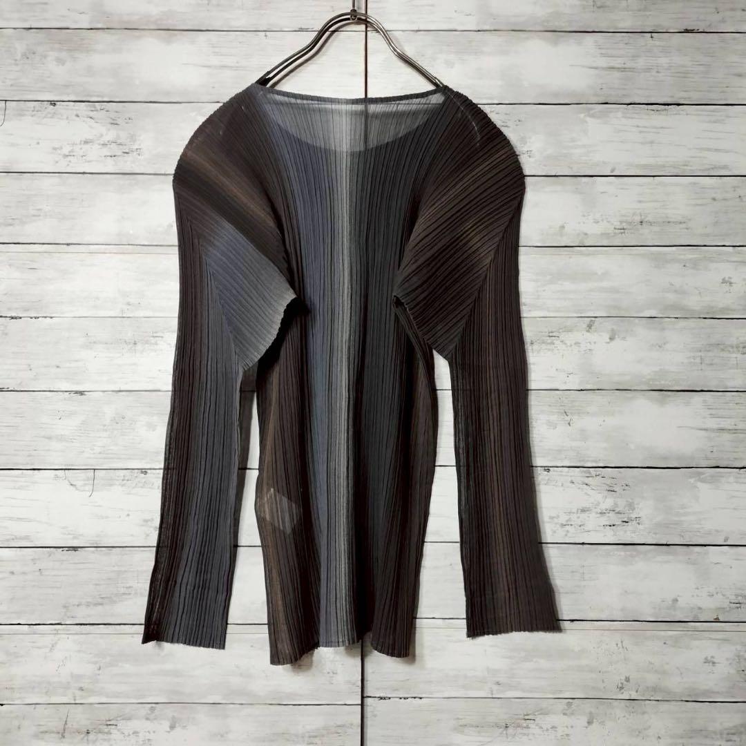 プリーツプリーズ イッセイミヤケ グラデーション 長袖カットソー Uネック