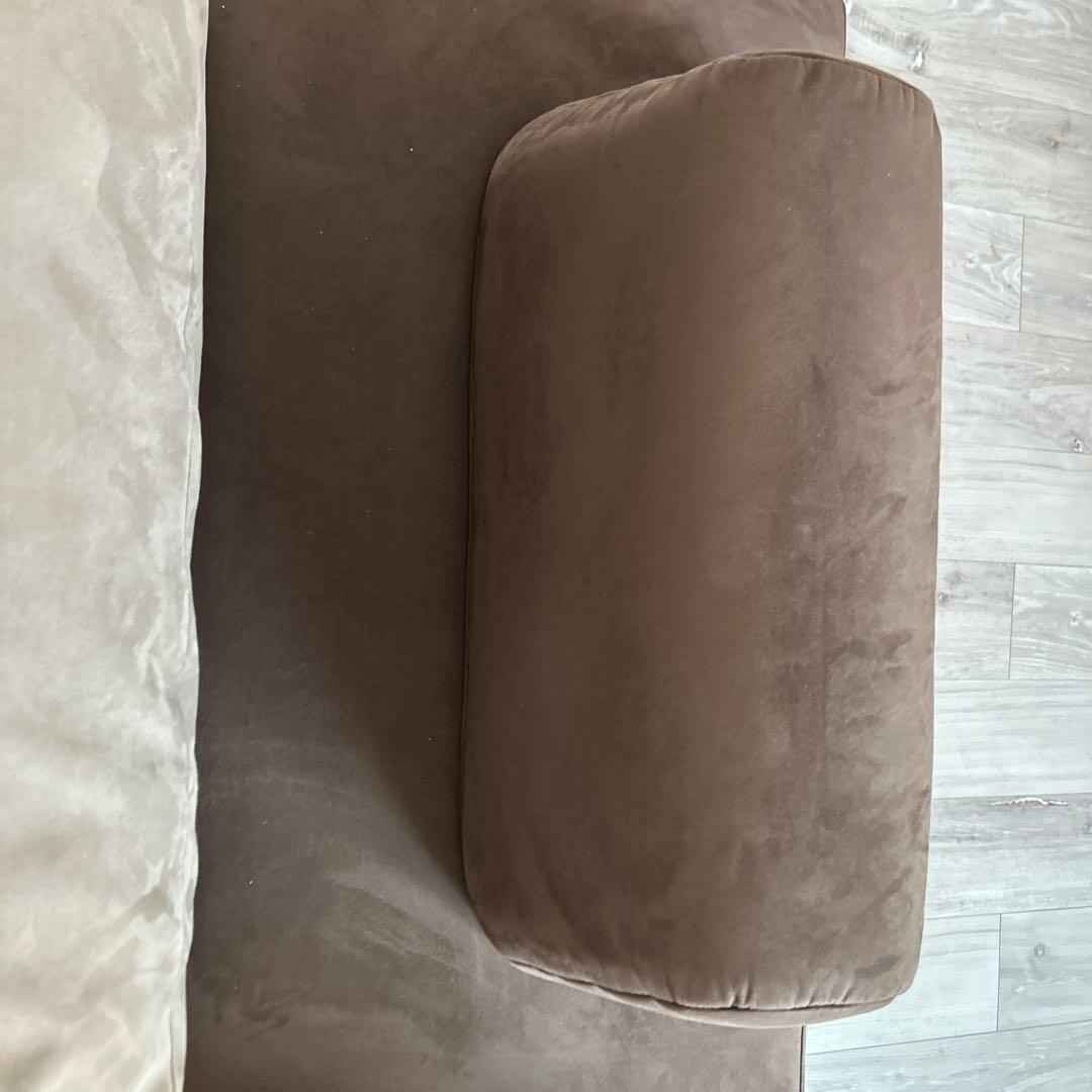 ブラウン スエード風 2人掛けソファ