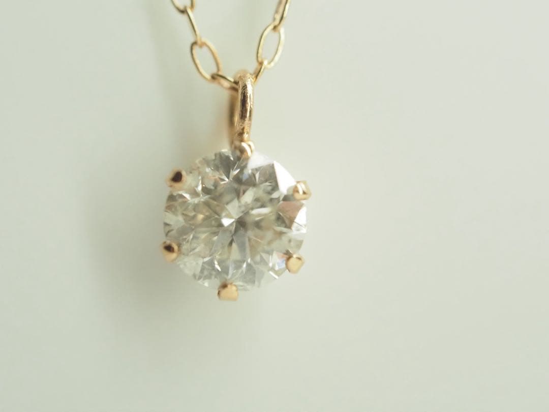 0.30ct！K18PG 天然一粒ダイヤモンドネックレス