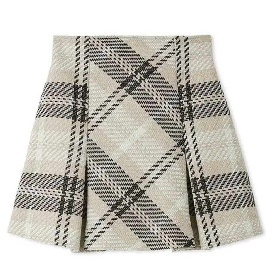 snidel スナイデル ロービングチェックミニスカート アイボリー サイズ0