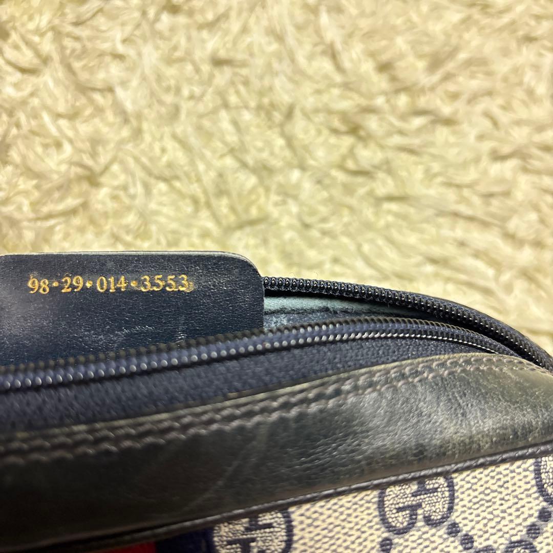 GUCCI オールドグッチ PVC クラッチバッグ GG ネイビー シェリー