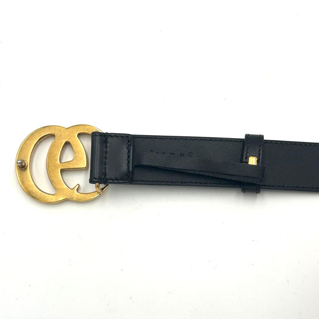 GUCCI グッチ ベルト GGマーモント レザー ブラック ゴールド