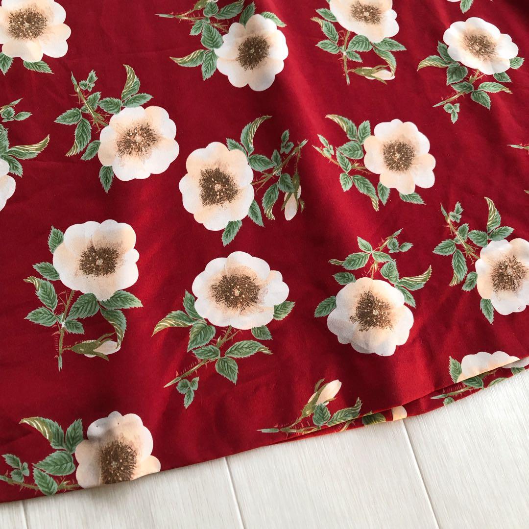 インゲボルグ 野薔薇 花柄 フリル レース 7分袖 ワンピース