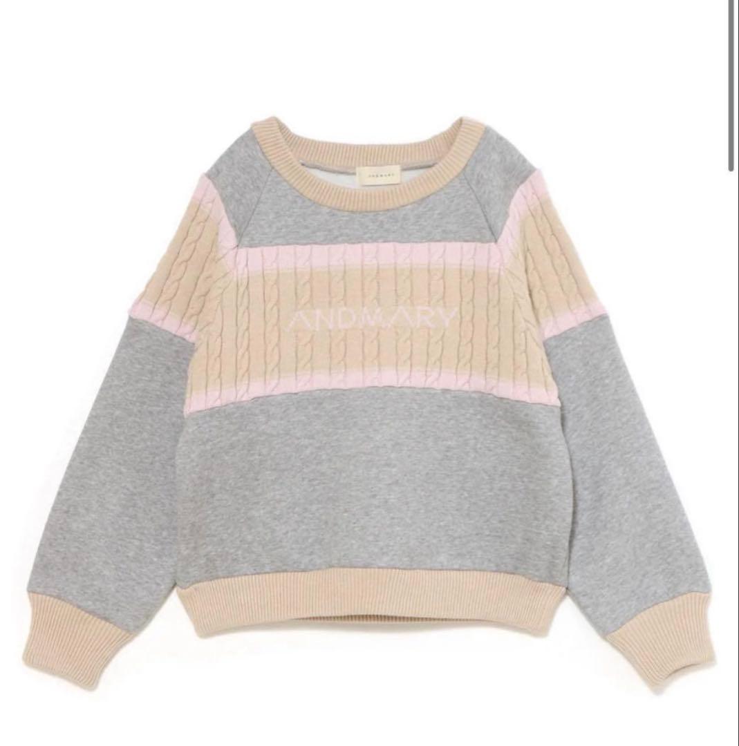 アンドマリー Logo loose sweat gray andmary