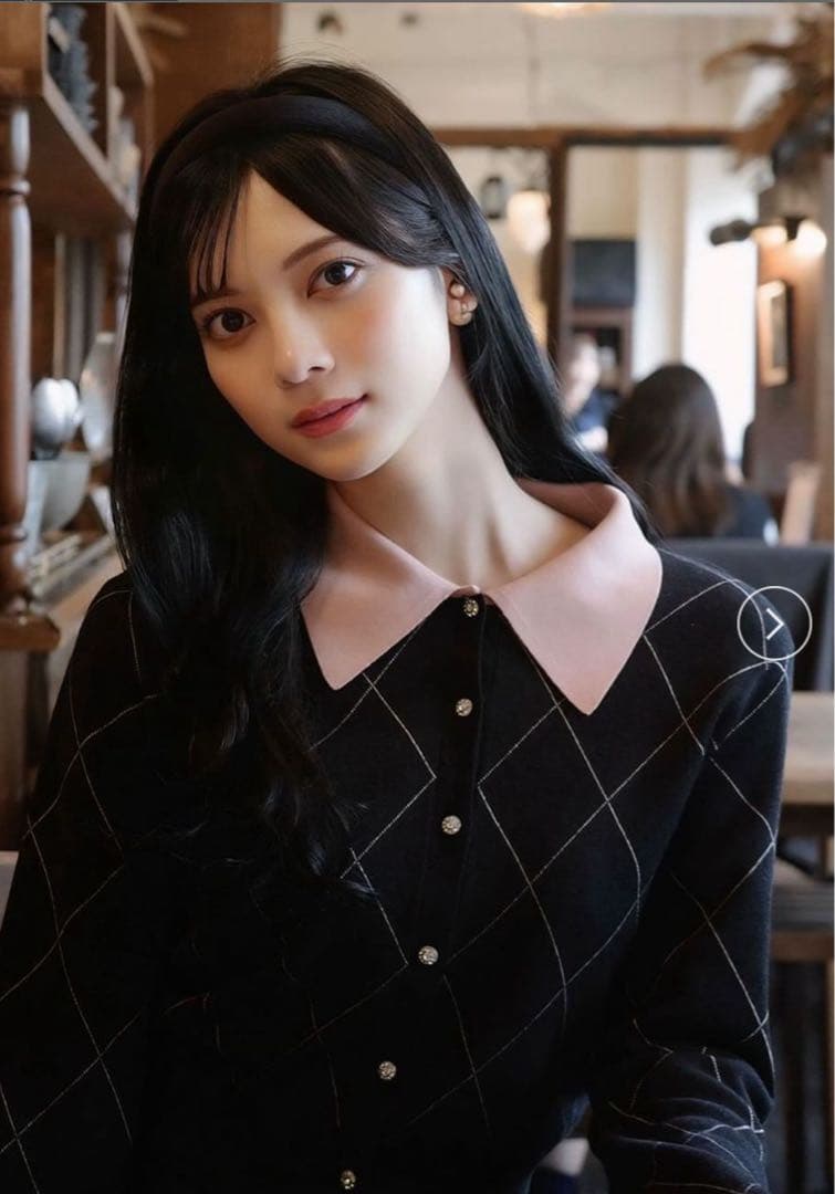 USAGI ONLINE SNIDEL アーガイルチェックカーディガン BLK