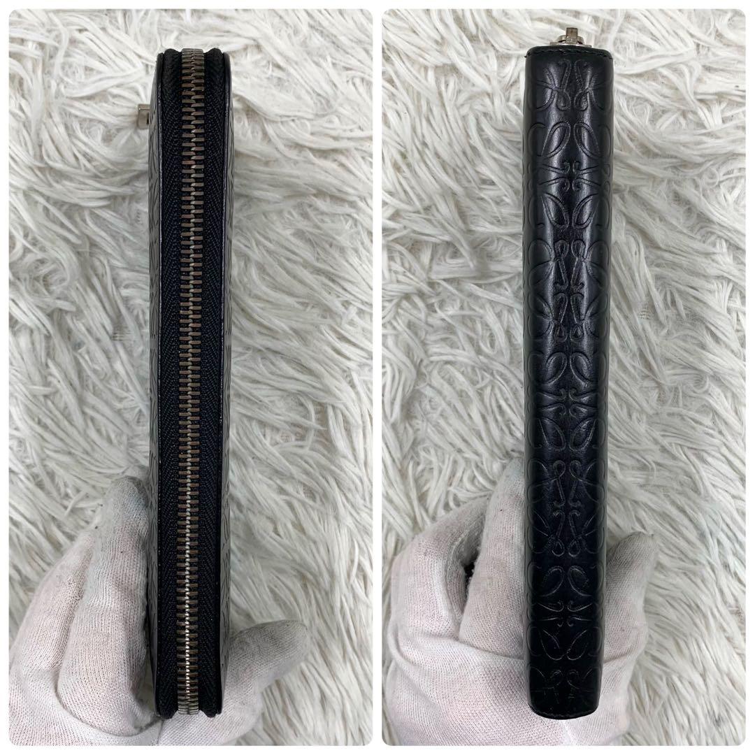 【✨美品✨】ロエベ アナグラム リピート ラウンドジップ 長財布 ブラック