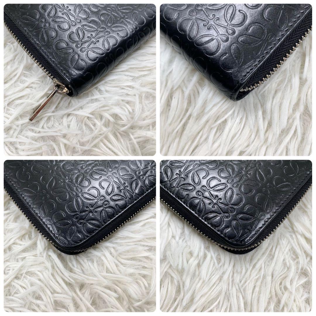 【✨美品✨】ロエベ アナグラム リピート ラウンドジップ 長財布 ブラック