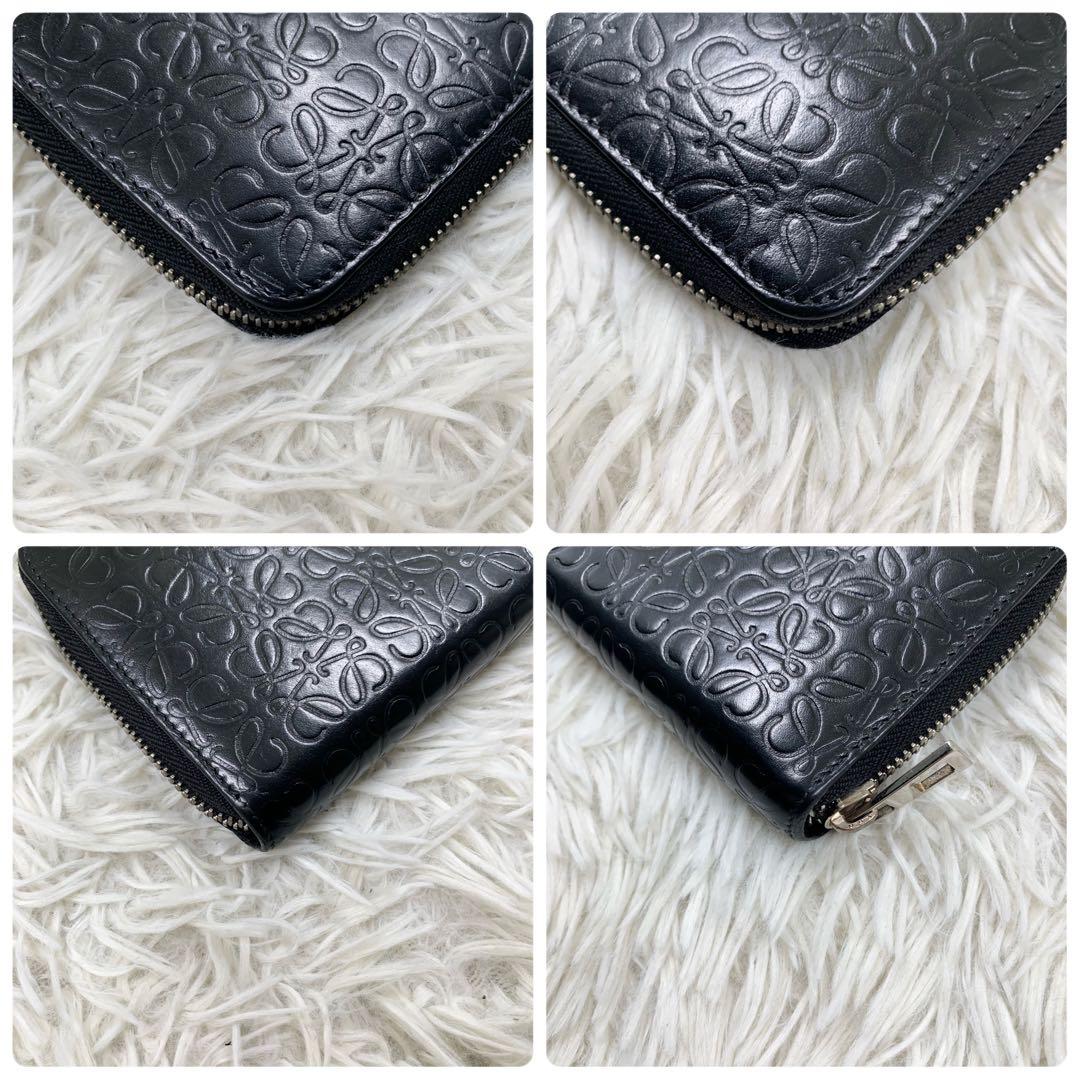 【✨美品✨】ロエベ アナグラム リピート ラウンドジップ 長財布 ブラック
