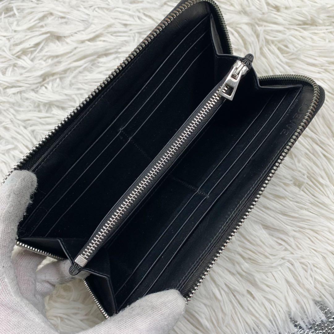 【✨美品✨】ロエベ アナグラム リピート ラウンドジップ 長財布 ブラック