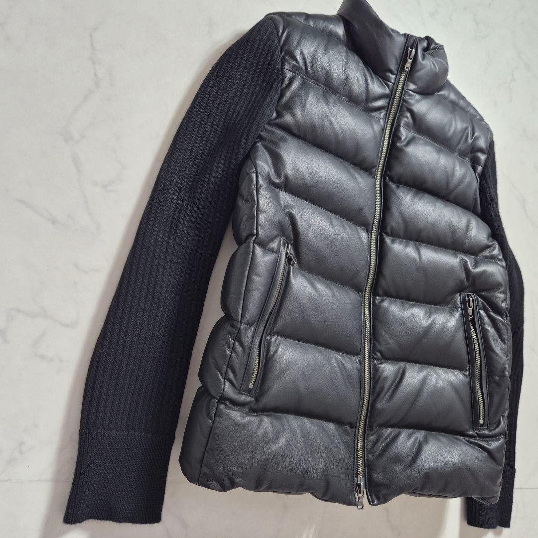 【美品】ハイストリート 羊革 ダウンジャケット ブラック M