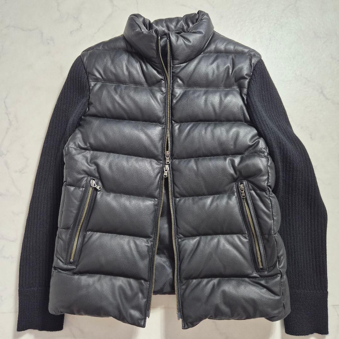 【美品】ハイストリート 羊革 ダウンジャケット ブラック M