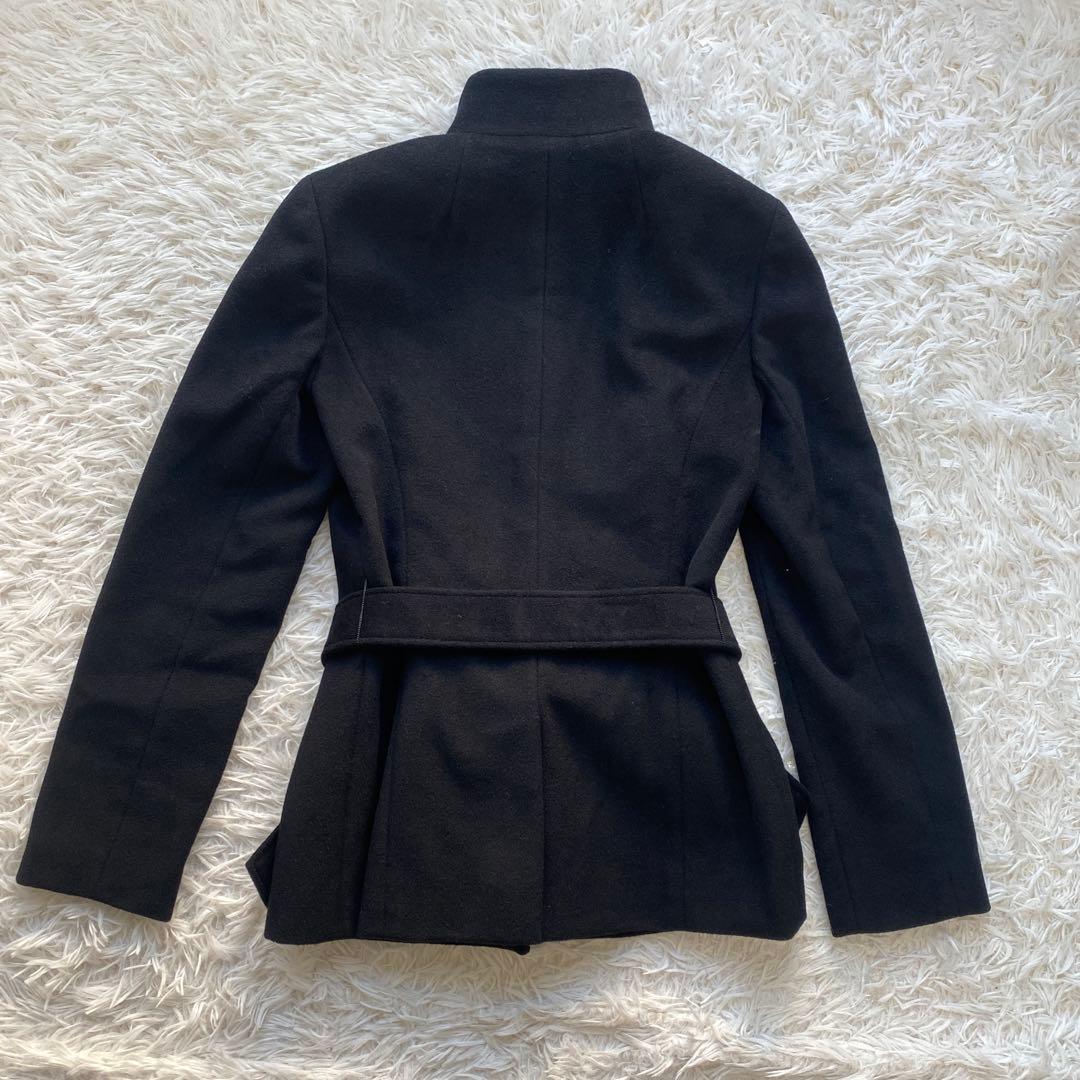 美品　バーバリーロンドン　コート　ベルト　ブラック　ノバチェック　アンゴラ65%