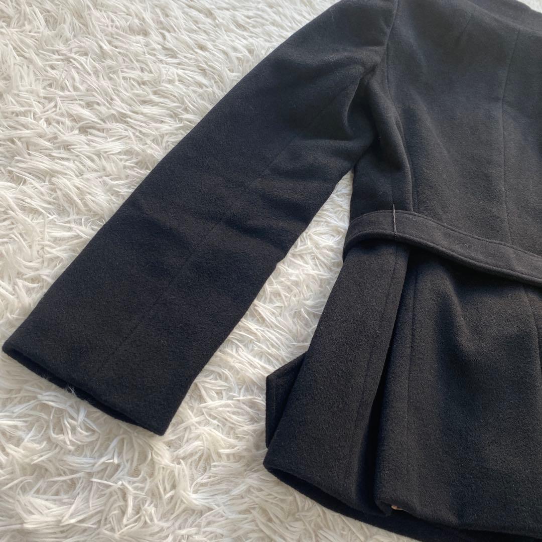 美品　バーバリーロンドン　コート　ベルト　ブラック　ノバチェック　アンゴラ65%