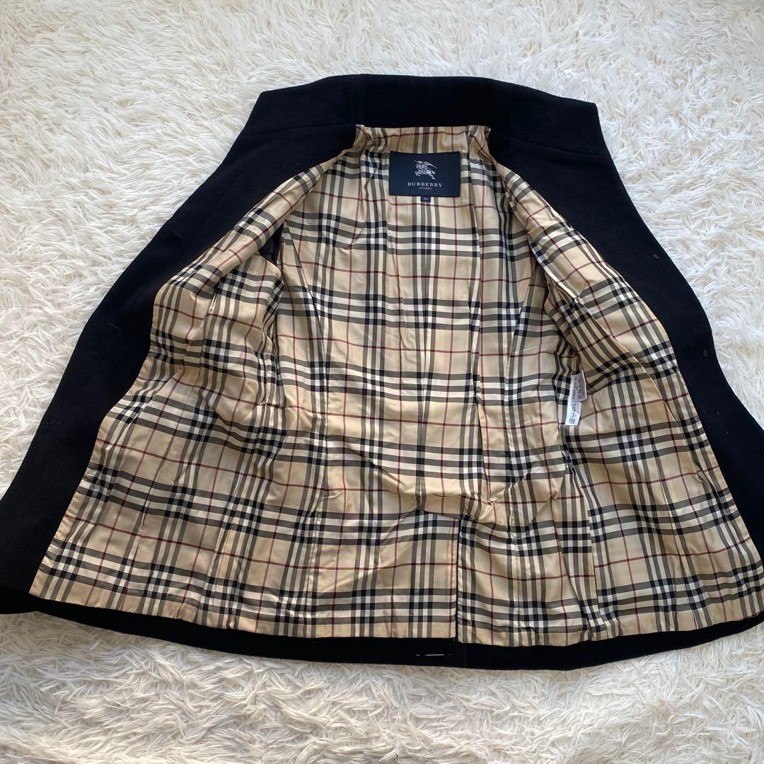 美品　バーバリーロンドン　コート　ベルト　ブラック　ノバチェック　アンゴラ65%