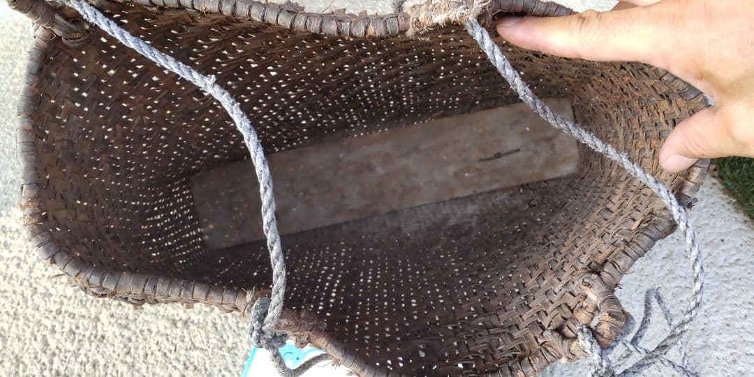 特大　山葡萄編み　カバン　バッグ　昭和レトロ　アンティーク　骨董