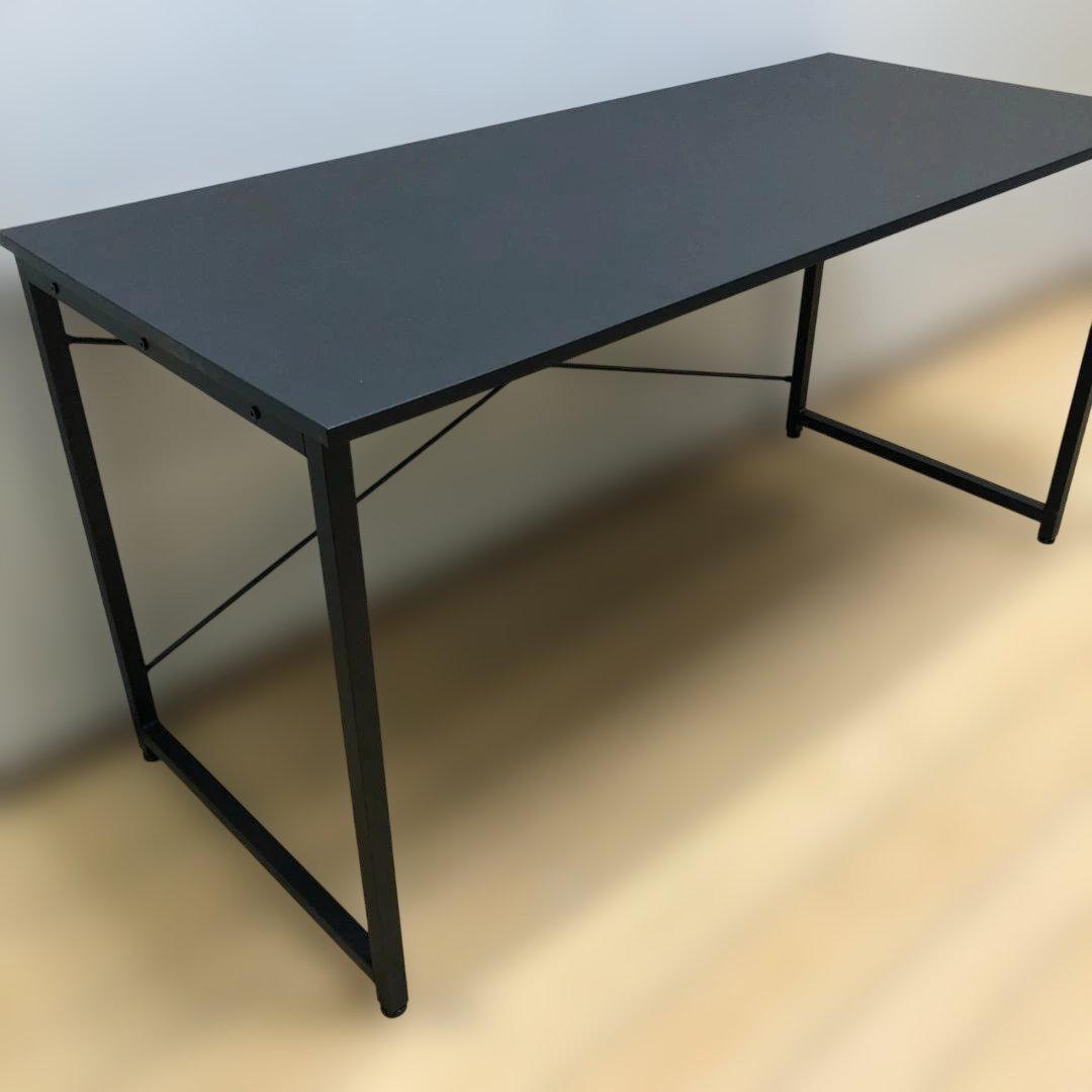 送料無料　シンプルデスク 幅140cm ブラック ワークデスク　250723-8