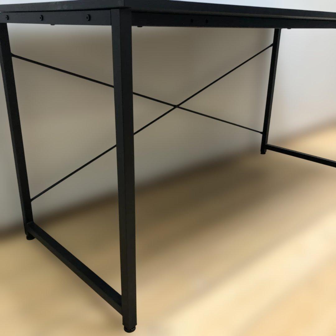 送料無料　シンプルデスク 幅140cm ブラック ワークデスク　250723-8