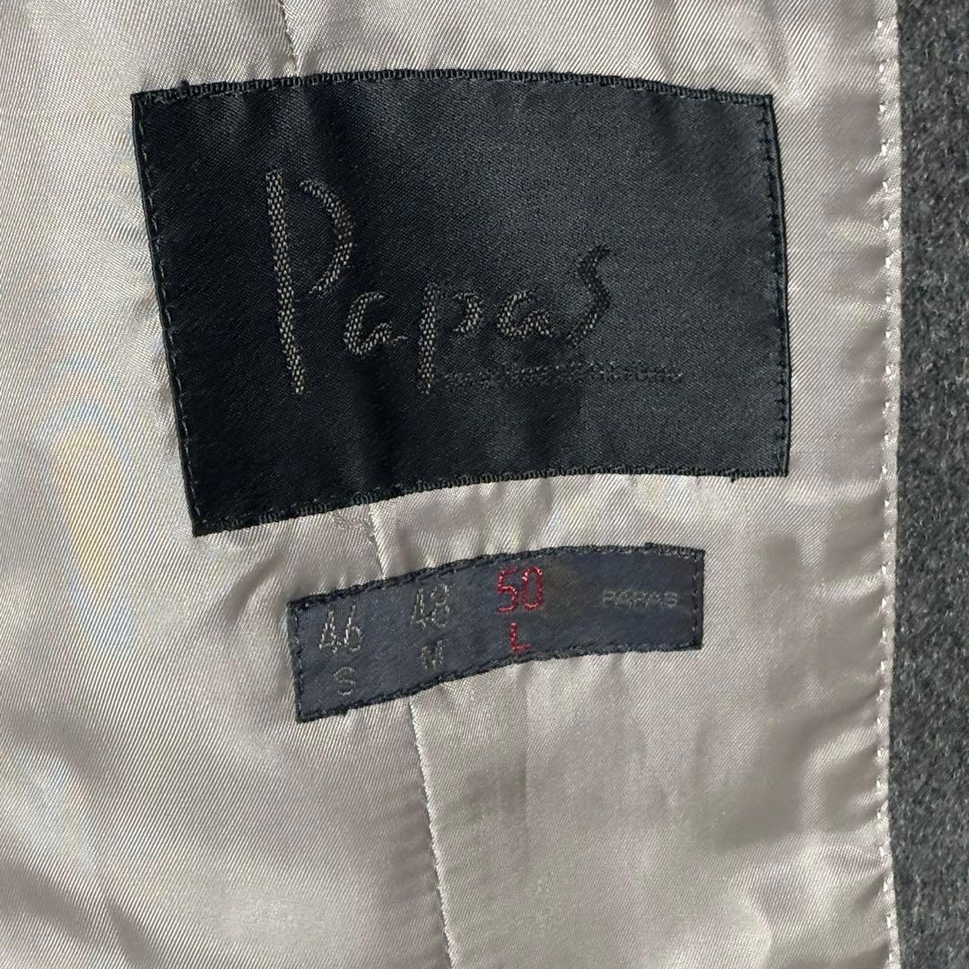 【極美品】パパス シングル テーラードジャケット カシミヤ100% グレー　Ｌ