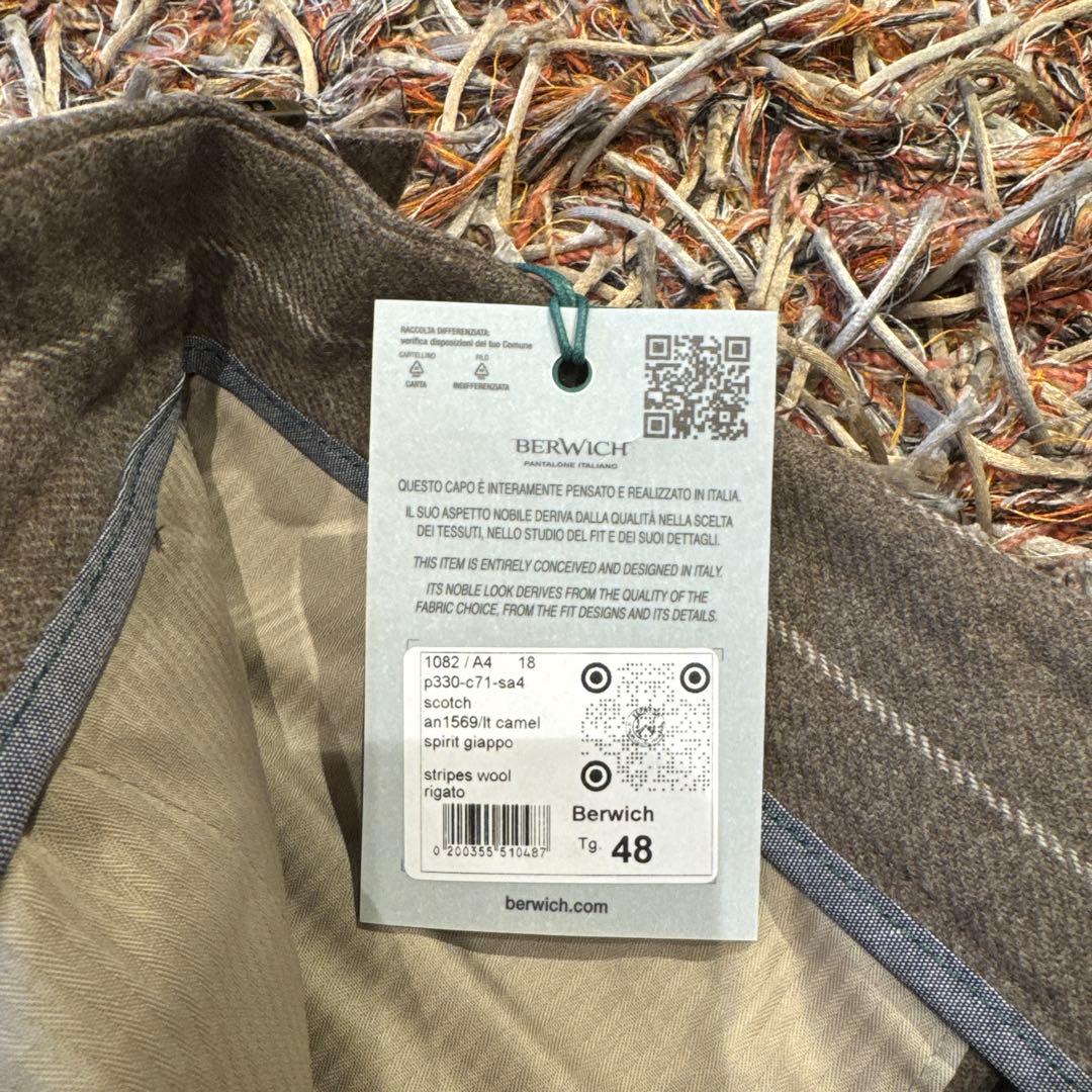 新品　BERWICH ベルウィッチ　スコッチ　チョークストライプ　ベージュ　48