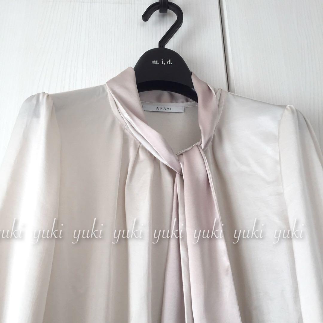 ANAYI サテンスムース ボウタイ プルオーバー ブラウス