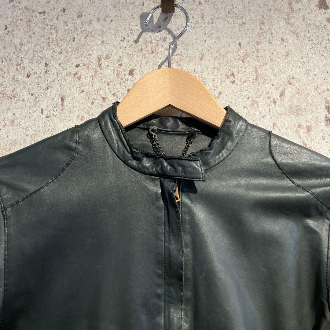 ブランド古着　sissi ウォッシャブルレザーライダース　シシ　カーフレザー