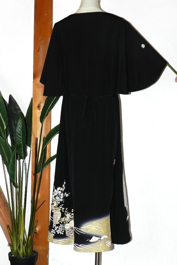 留袖　ワンピース　ドレス　フレアー袖　手書き友禅染　正絹　484　夢ちりめん