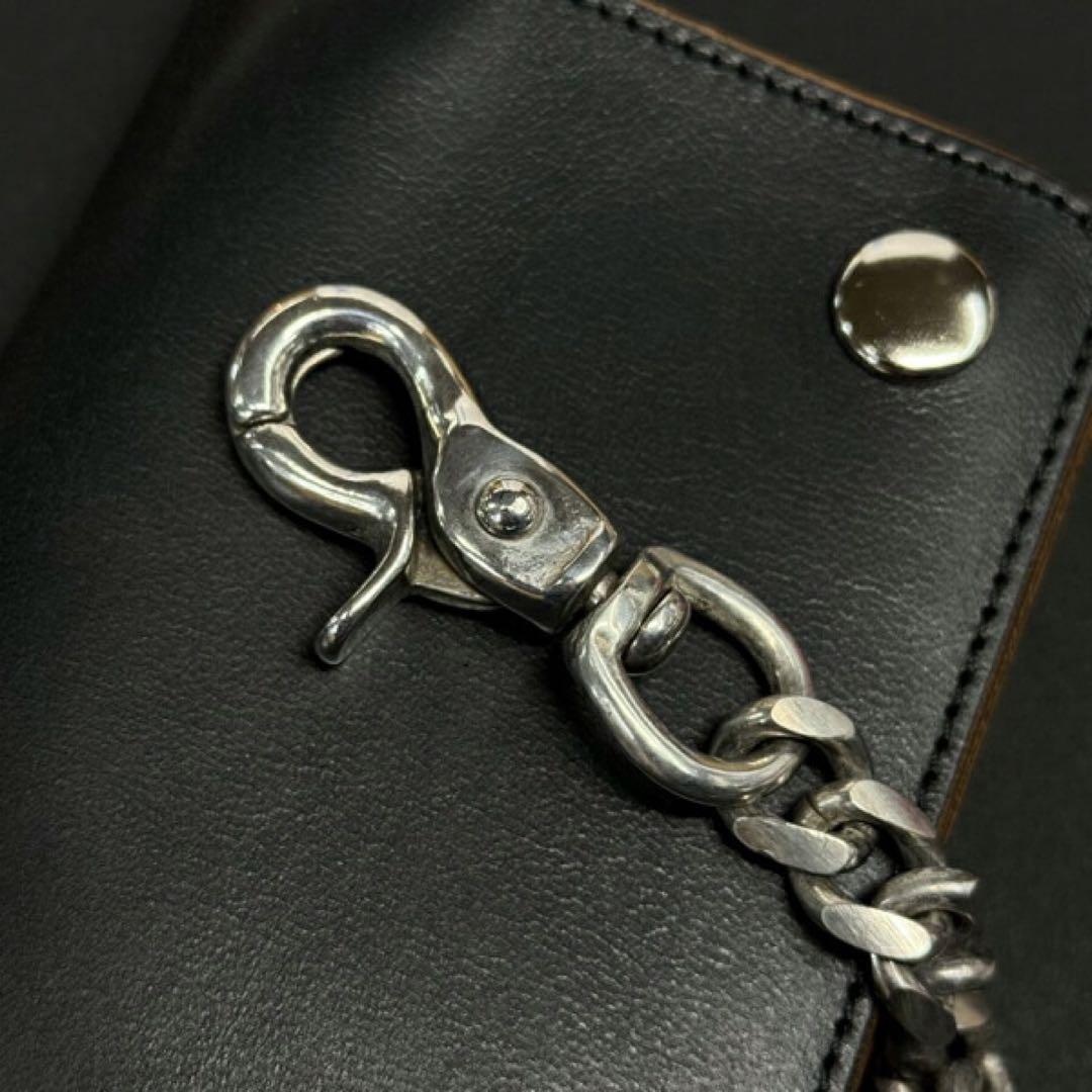 GMM別注　シルバー ウォレットチェーン 約35cm フック式 ナスカン