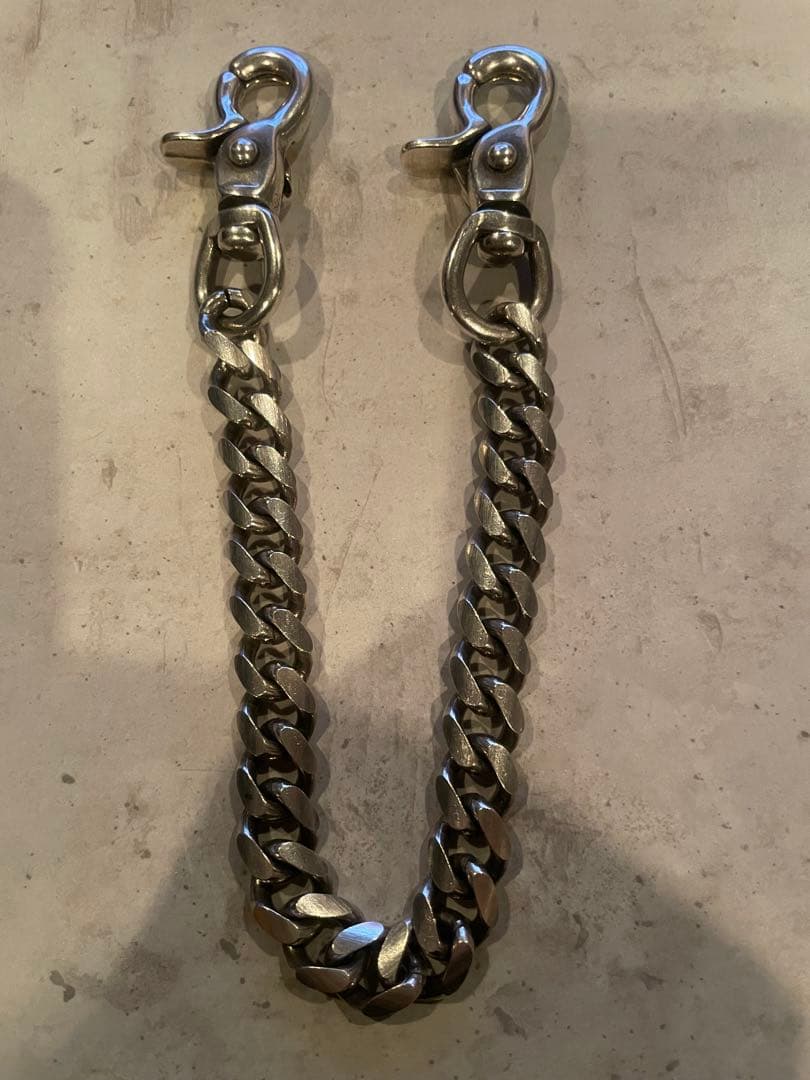 GMM別注　シルバー ウォレットチェーン 約35cm フック式 ナスカン