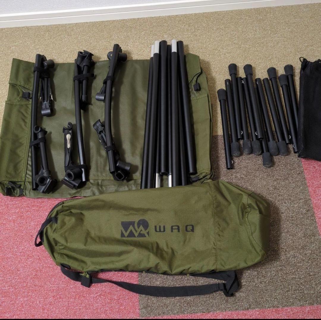 【週末値下】WAQ 2WAY コット 静音 軽量 耐荷重150kg オリーブ