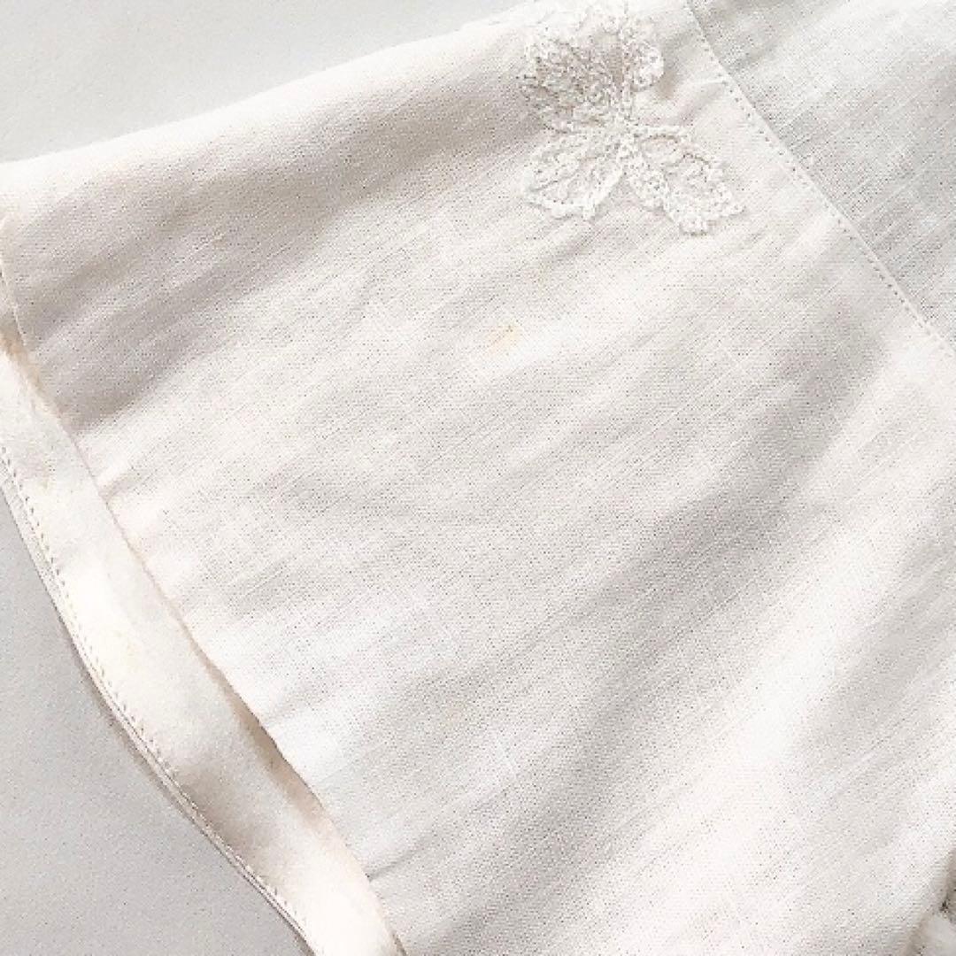 エルマンノシェルビーノ*リネン100%　レースブラウス　フリル　ホワイト 42