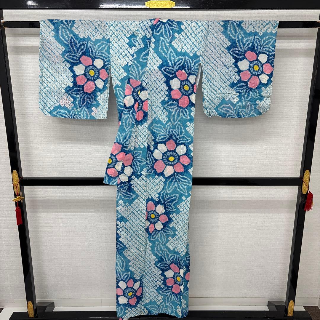 き*り様 AK-7778 有松鳴海絞り 浴衣 夏着物 色味の良い 夏物 着物 木