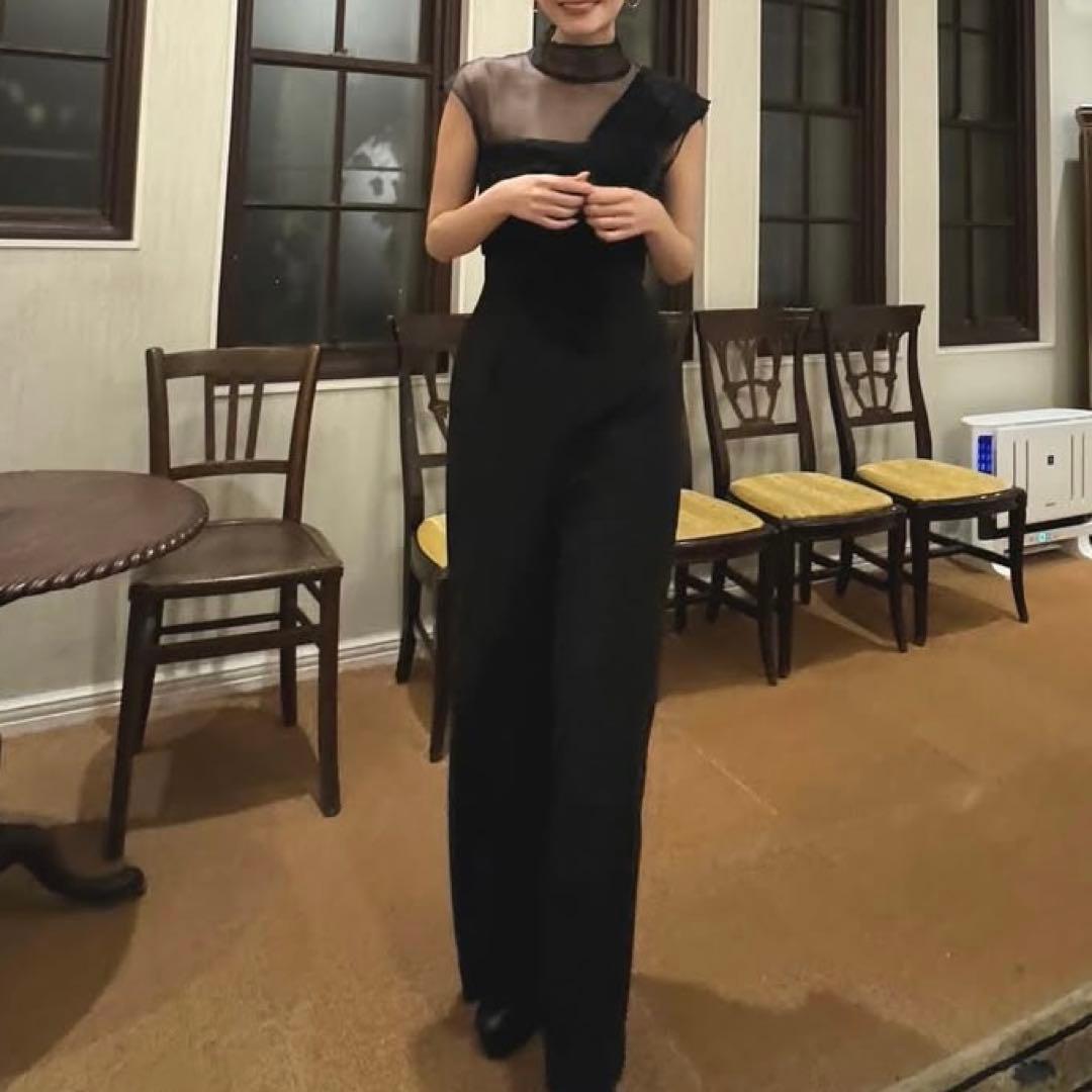 ラグナムーン　エンブロイダリーツイストパンツドレス黒