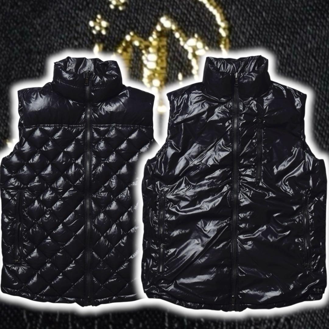 y2k TATRAS ダウンベスト 光沢 リバーシブル ダイヤキルト 平成ギャル