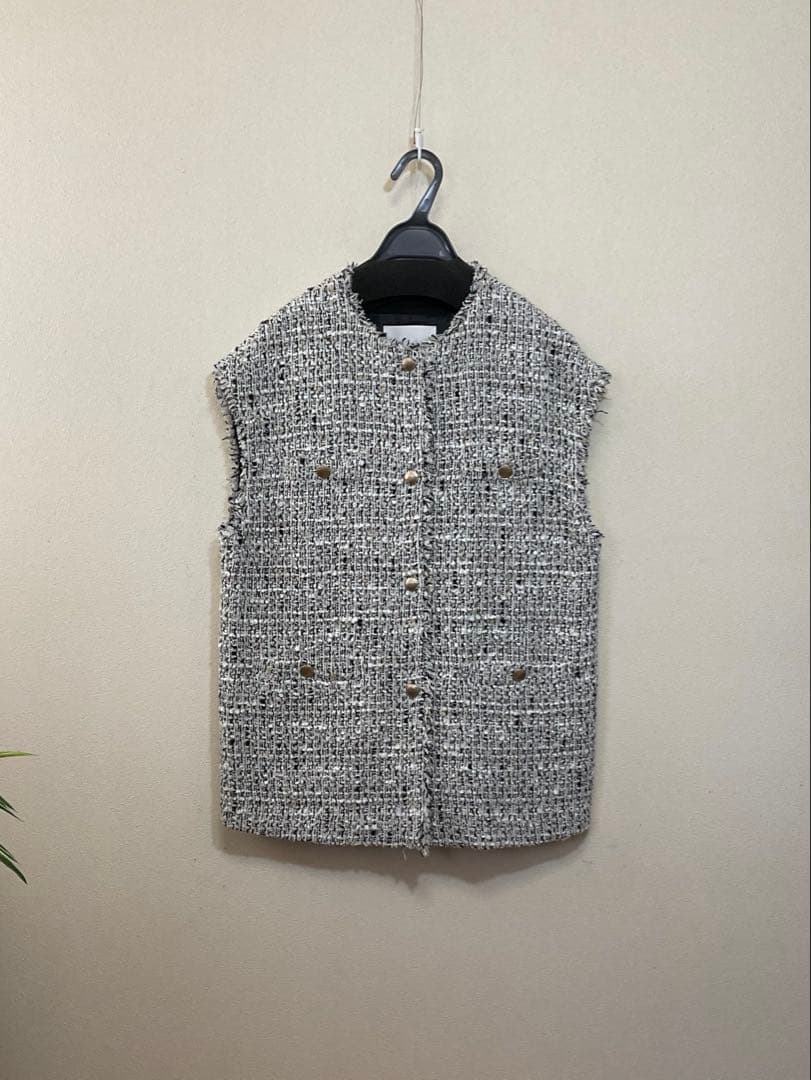 大きいサイズ 自由区 ラメキャンディーツイードジレ(23区ICBクミキョク)