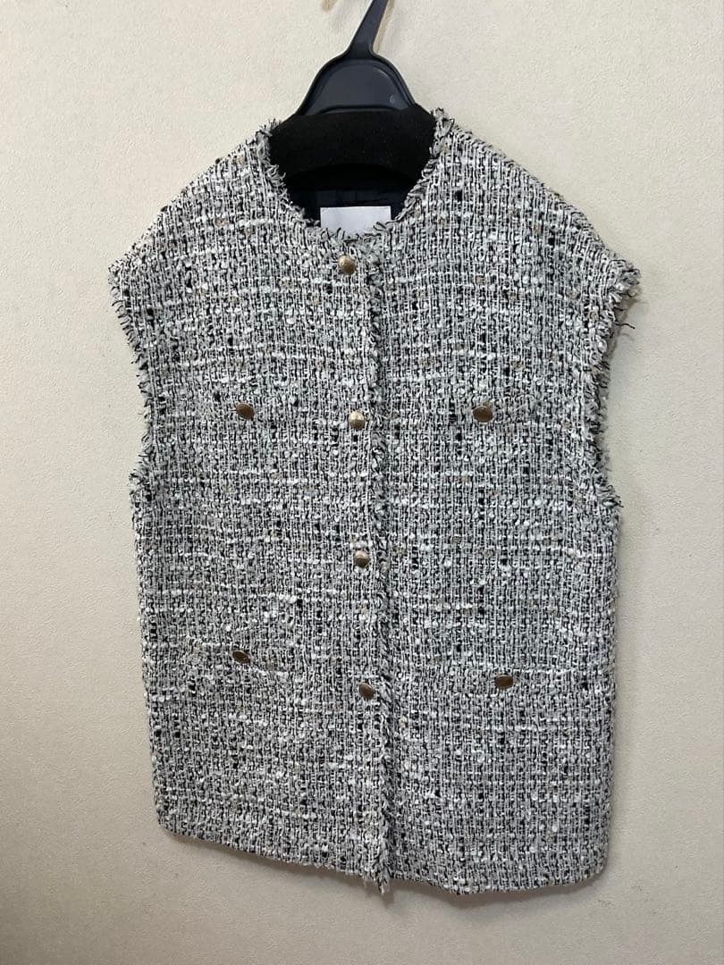 大きいサイズ 自由区 ラメキャンディーツイードジレ(23区ICBクミキョク)