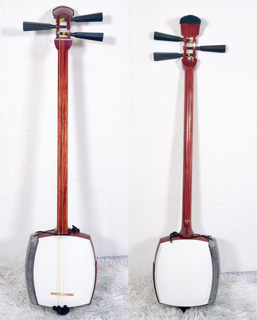 津軽三味線　花梨　太棹　　東さわり付　皮やぶれなし