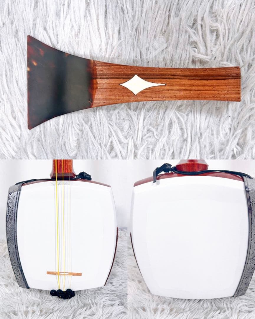 津軽三味線　花梨　太棹　　東さわり付　皮やぶれなし