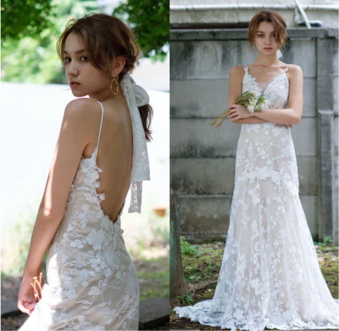 【大幅値下げ】【美品】刺繍レース 背中開き ソフトマーメイドドレス（W230）