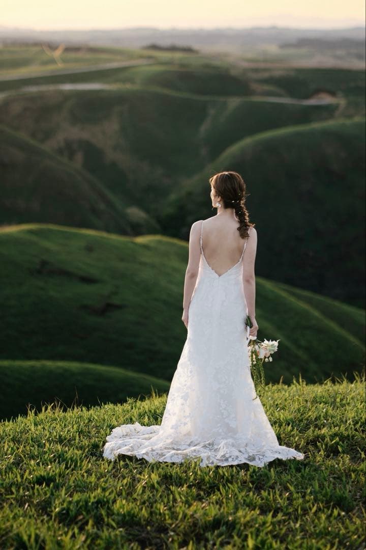 【大幅値下げ】【美品】刺繍レース 背中開き ソフトマーメイドドレス（W230）