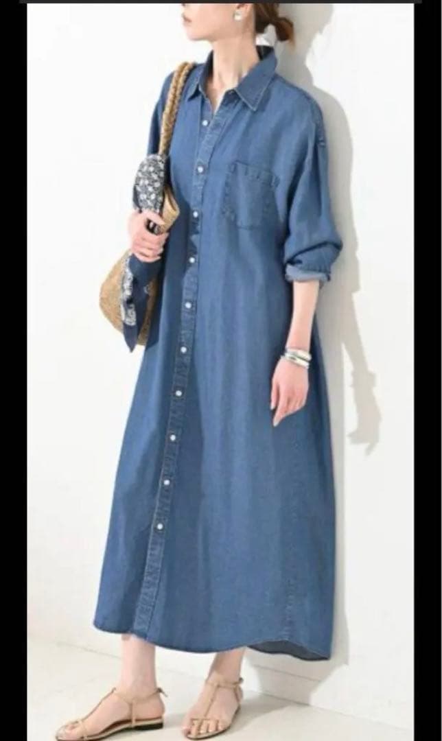 専用 未使用品 タグ付き スローブイエナ デニムライク シャツワンピース