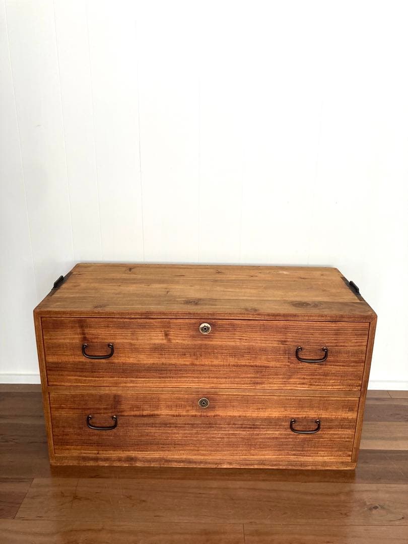 【メンテ済】アンティークの収納棚　ローボード　テレビ台　総桐　引出し2杯