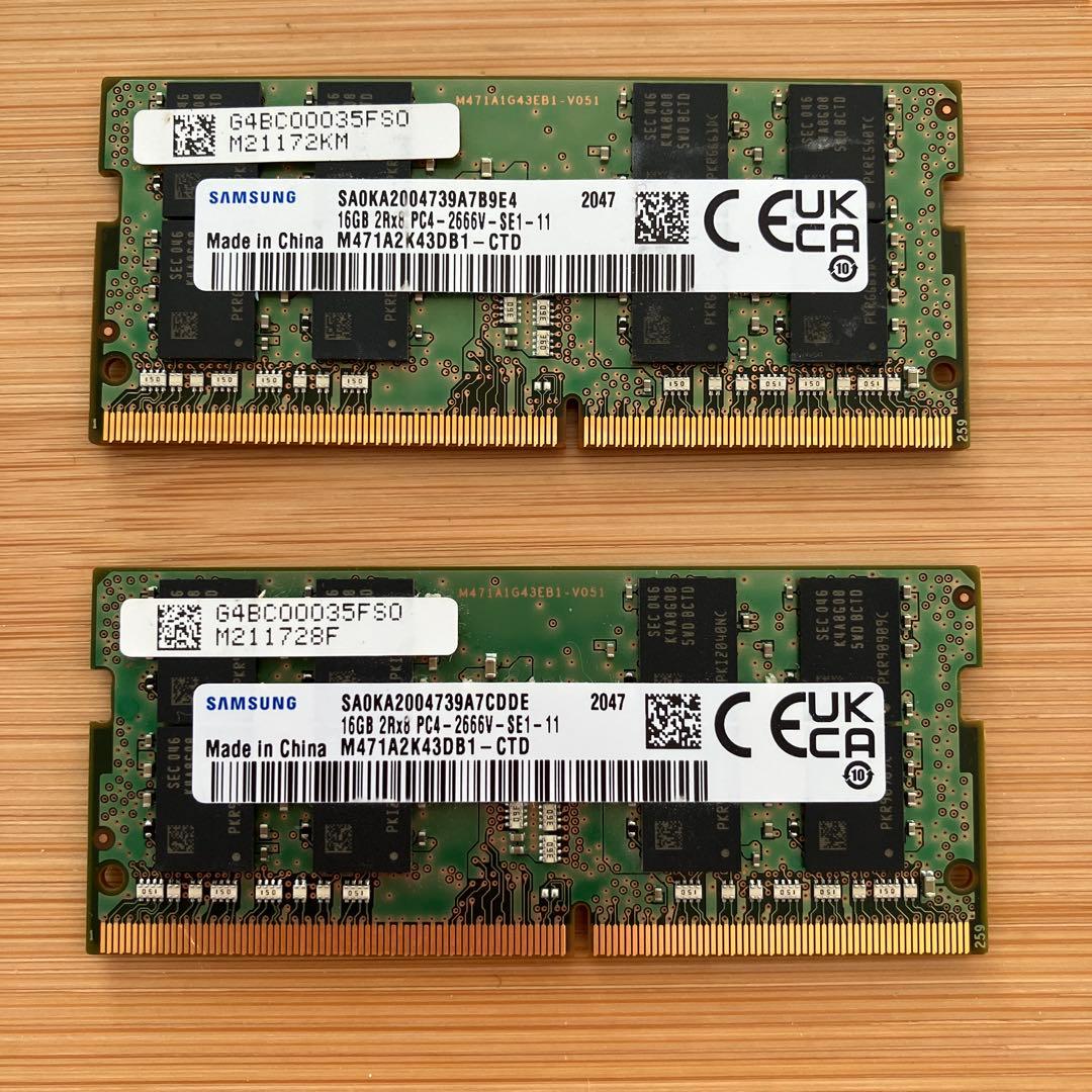 Samsung DDR4 16GB PC4-2666Vメモリ2枚セット計32GB