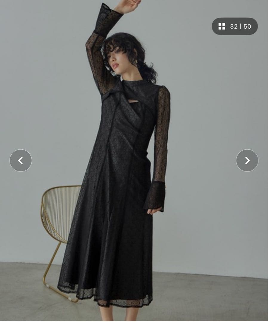 【niana】バックオープンジオメトリックドレス（black）