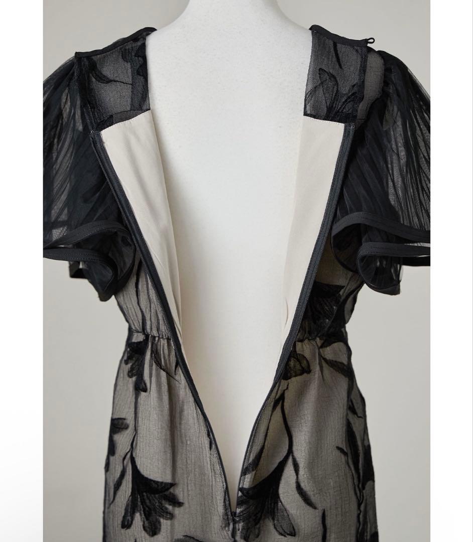 nianaフリル袖花柄刺繍 オケージョンドレス