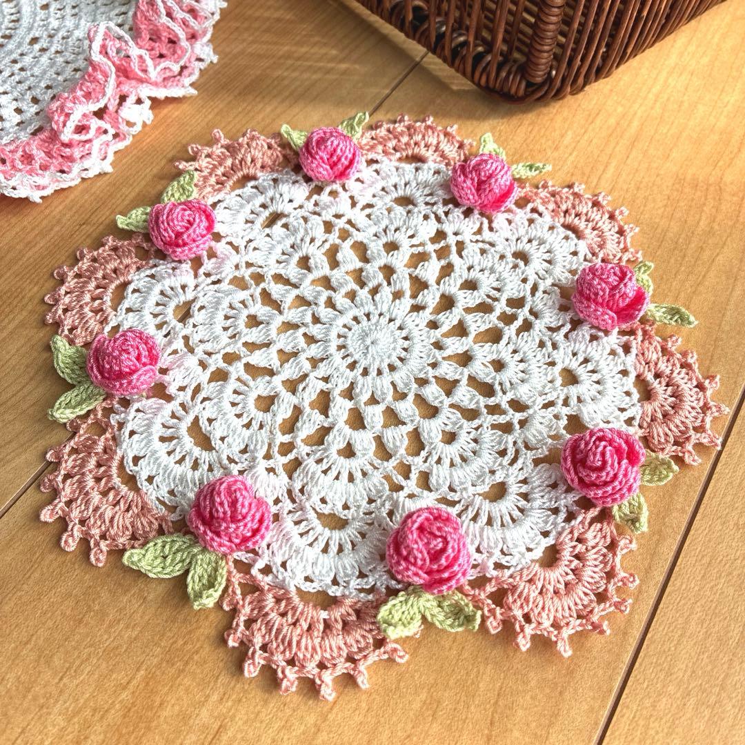 【119】耀綺　ハンドメイドレース編みドイリー　合計5点